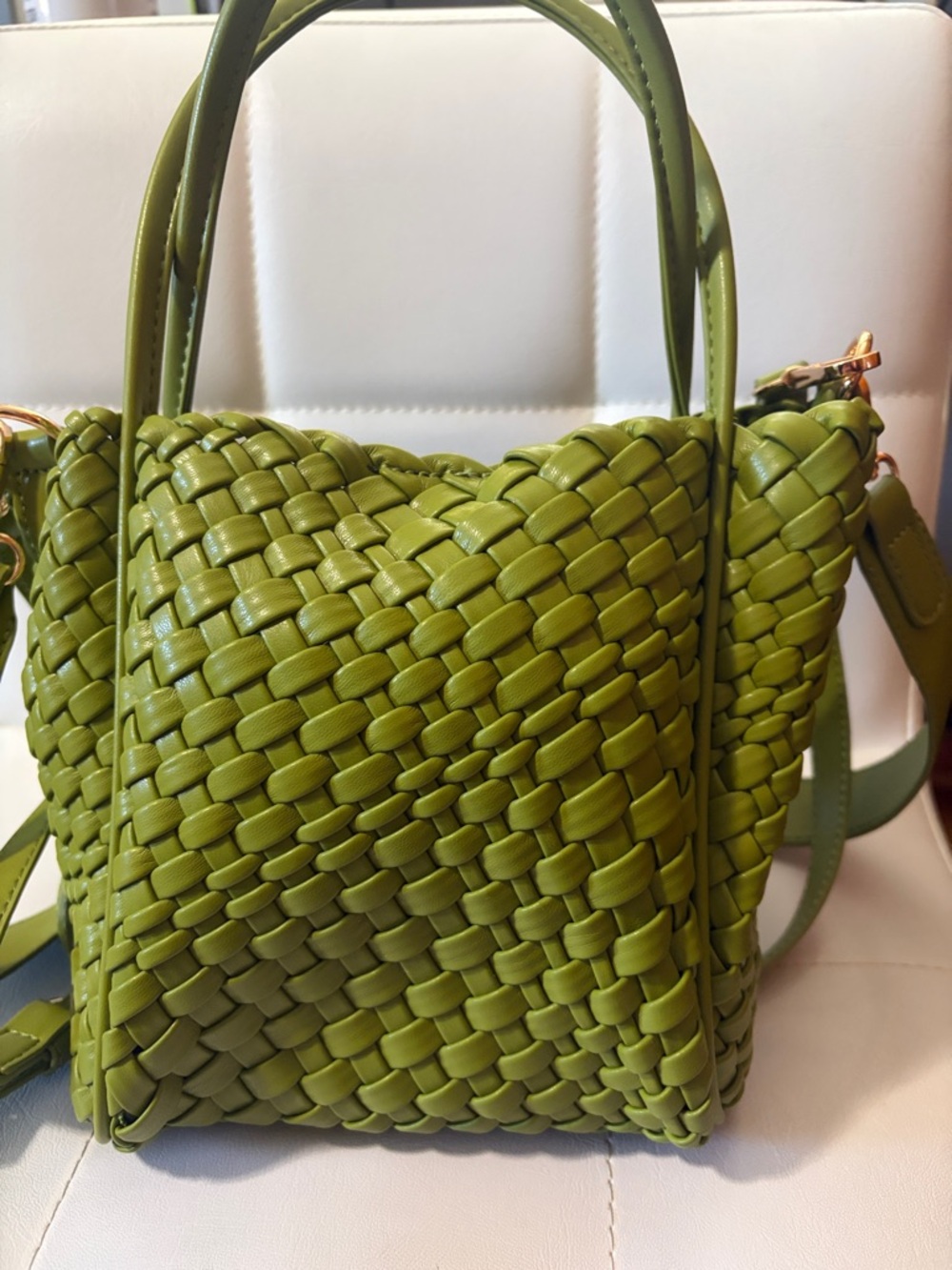 Olive Green Woven Shoulder Bag - Women Bags